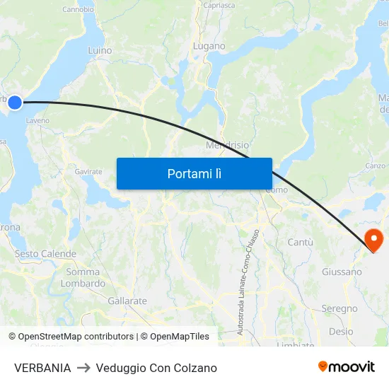 VERBANIA to Veduggio Con Colzano map