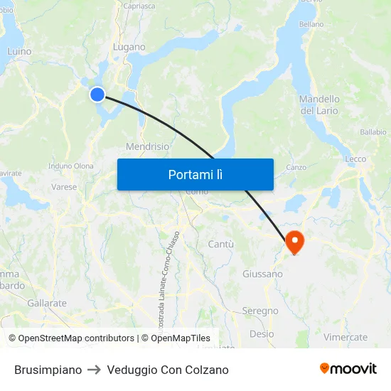 Brusimpiano to Veduggio Con Colzano map