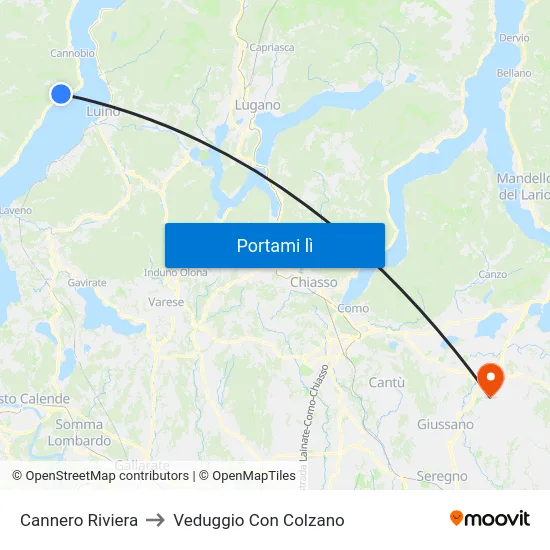 Cannero Riviera to Veduggio Con Colzano map