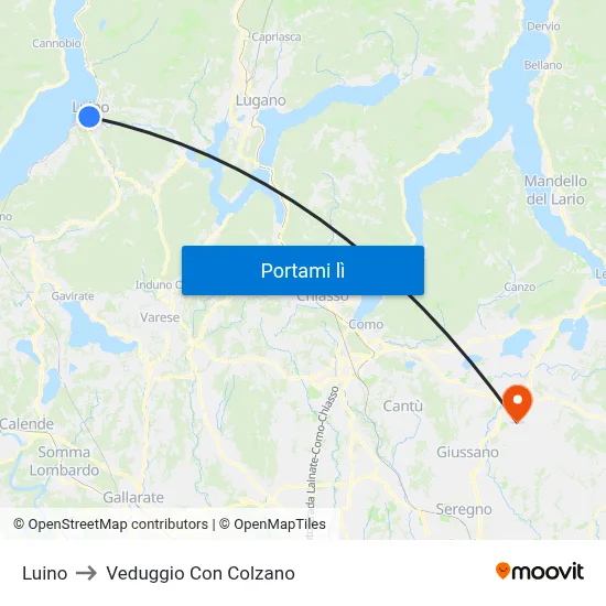 Luino to Veduggio Con Colzano map