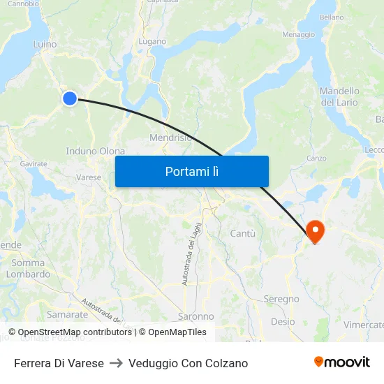 Ferrera Di Varese to Veduggio Con Colzano map