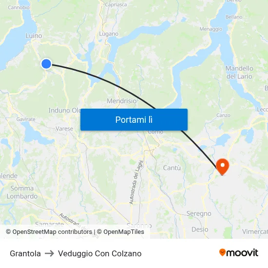 Grantola to Veduggio Con Colzano map