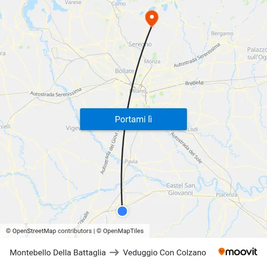Montebello Della Battaglia to Veduggio Con Colzano map
