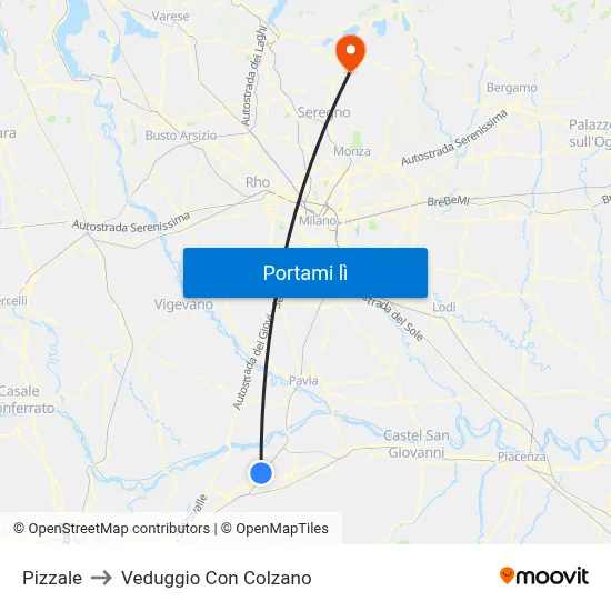Pizzale to Veduggio Con Colzano map