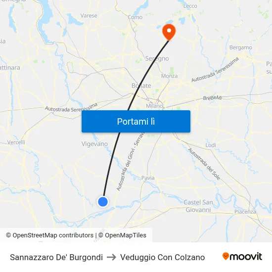 Sannazzaro De' Burgondi to Veduggio Con Colzano map