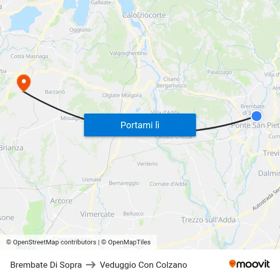 Brembate Di Sopra to Veduggio Con Colzano map
