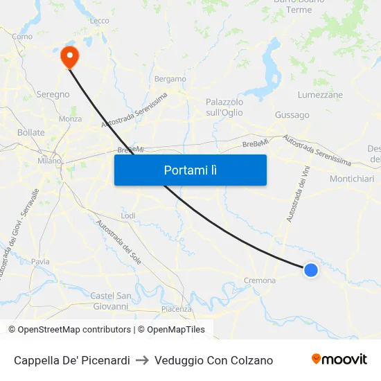 Cappella De' Picenardi to Veduggio Con Colzano map