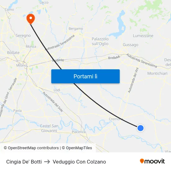 Cingia De' Botti to Veduggio Con Colzano map