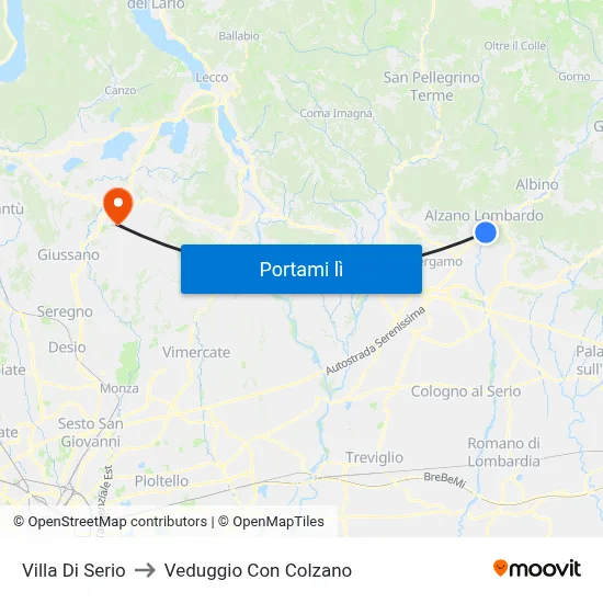 Villa Di Serio to Veduggio Con Colzano map