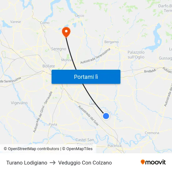 Turano Lodigiano to Veduggio Con Colzano map