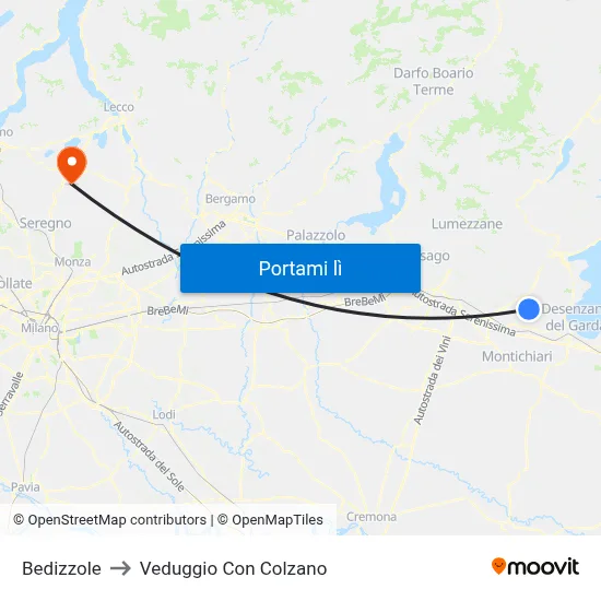 Bedizzole to Veduggio Con Colzano map