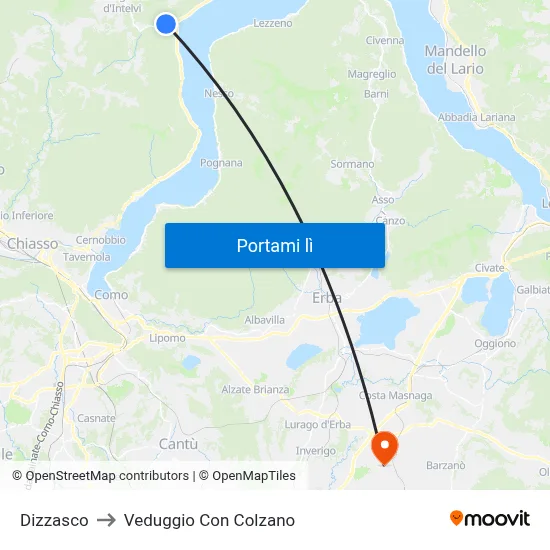Dizzasco to Veduggio Con Colzano map