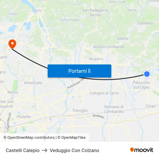 Castelli Calepio to Veduggio Con Colzano map