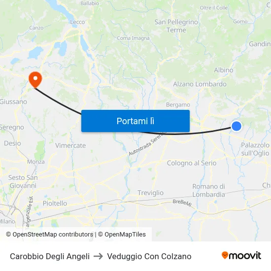 Carobbio Degli Angeli to Veduggio Con Colzano map