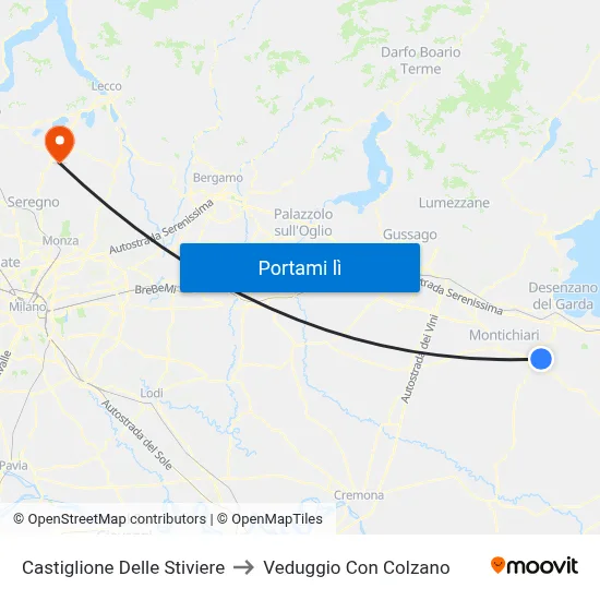 Castiglione Delle Stiviere to Veduggio Con Colzano map
