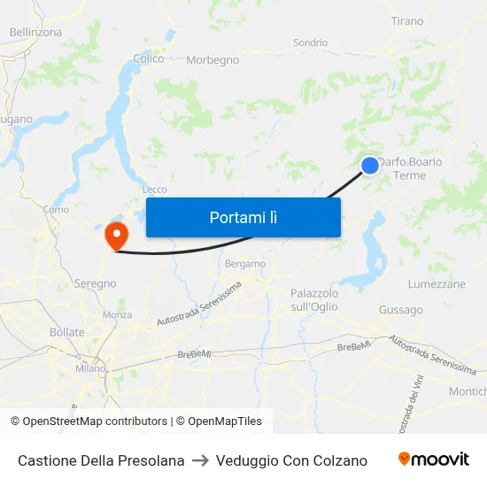 Castione Della Presolana to Veduggio Con Colzano map