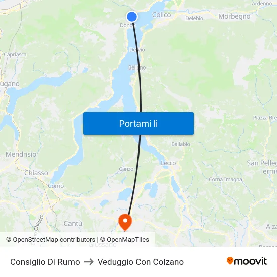 Consiglio Di Rumo to Veduggio Con Colzano map