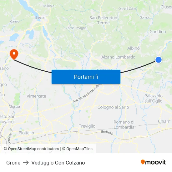 Grone to Veduggio Con Colzano map