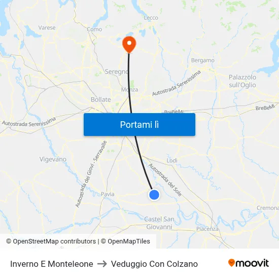 Inverno E Monteleone to Veduggio Con Colzano map