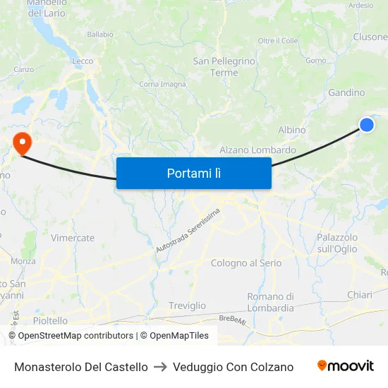 Monasterolo Del Castello to Veduggio Con Colzano map