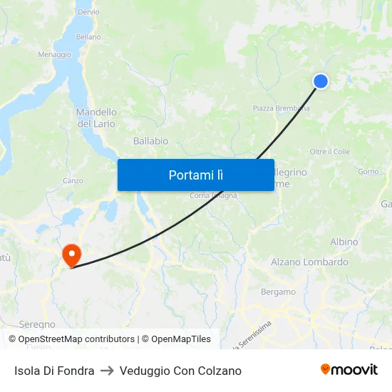 Isola Di Fondra to Veduggio Con Colzano map