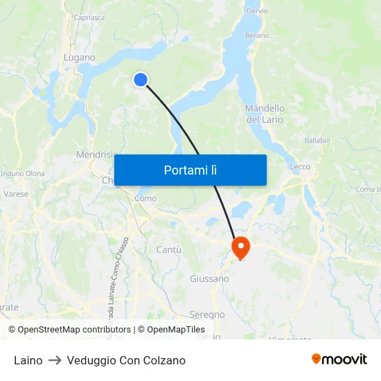 Laino to Veduggio Con Colzano map