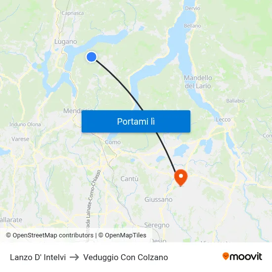 Lanzo D' Intelvi to Veduggio Con Colzano map