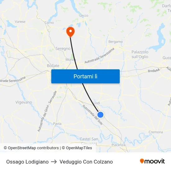 Ossago Lodigiano to Veduggio Con Colzano map