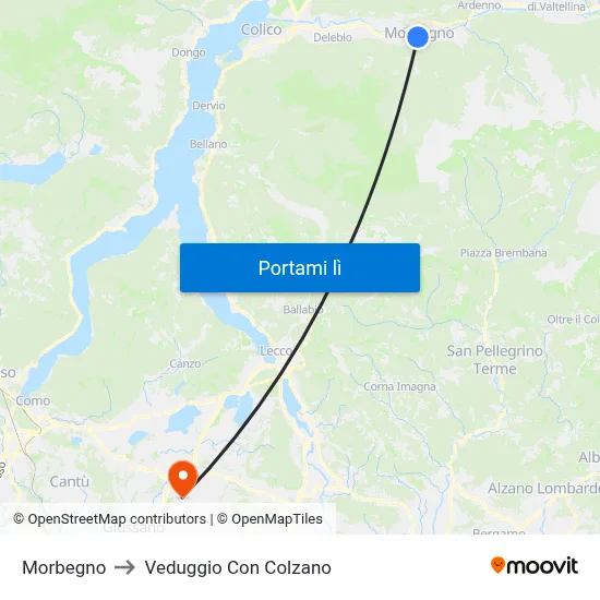 Morbegno to Veduggio Con Colzano map