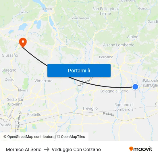 Mornico Al Serio to Veduggio Con Colzano map