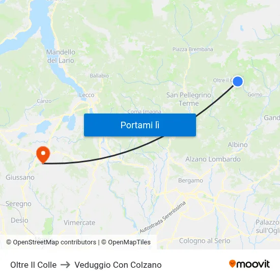 Oltre Il Colle to Veduggio Con Colzano map