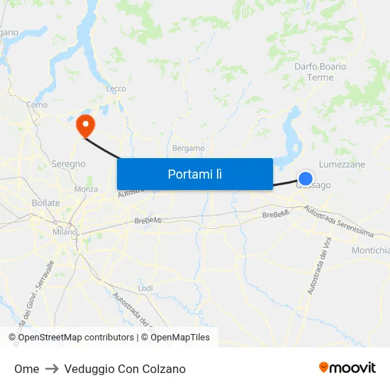 Ome to Veduggio Con Colzano map