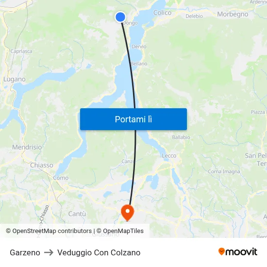 Garzeno to Veduggio Con Colzano map