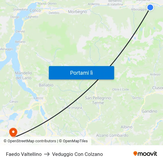 Faedo Valtellino to Veduggio Con Colzano map