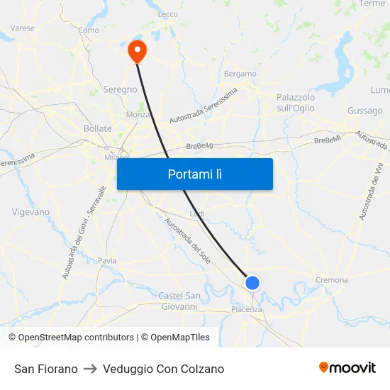 San Fiorano to Veduggio Con Colzano map