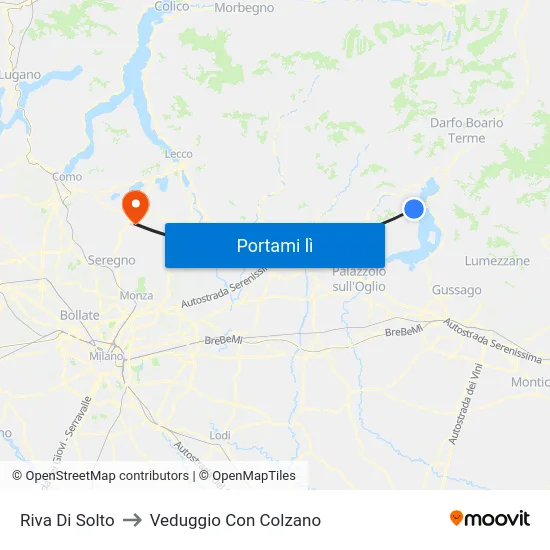Riva Di Solto to Veduggio Con Colzano map
