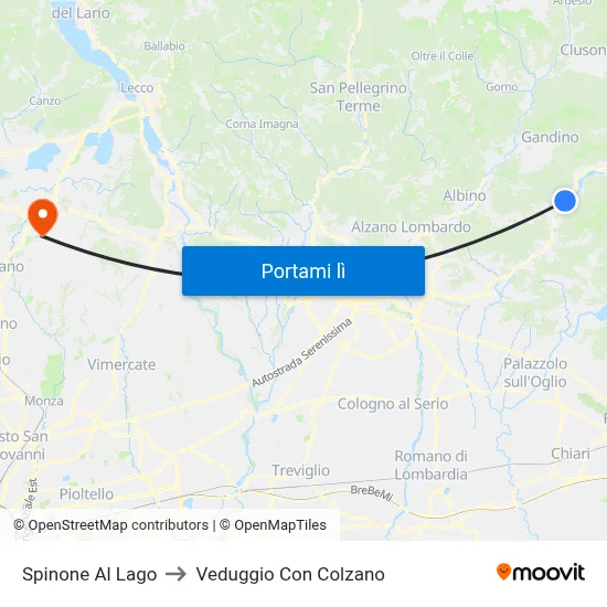 Spinone Al Lago to Veduggio Con Colzano map