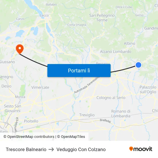 Trescore Balneario to Veduggio Con Colzano map