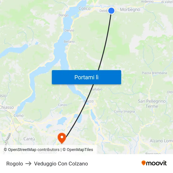 Rogolo to Veduggio Con Colzano map