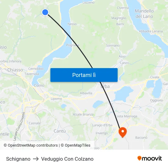 Schignano to Veduggio Con Colzano map
