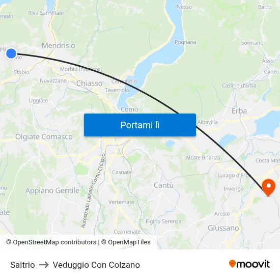 Saltrio to Veduggio Con Colzano map