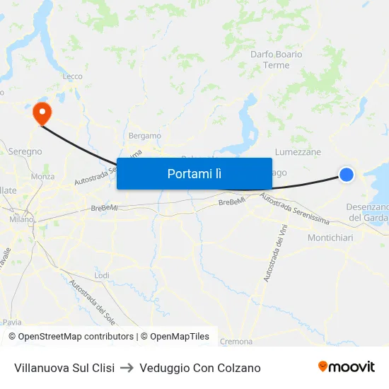 Villanuova Sul Clisi to Veduggio Con Colzano map