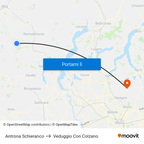 Antrona Schieranco to Veduggio Con Colzano map