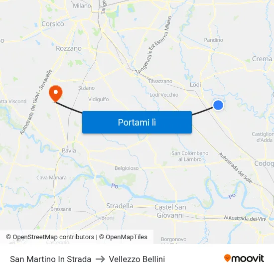 San Martino In Strada to Vellezzo Bellini map