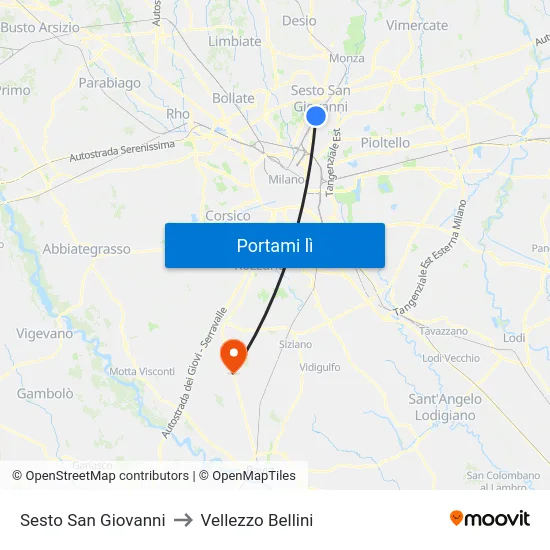 Sesto San Giovanni to Vellezzo Bellini map