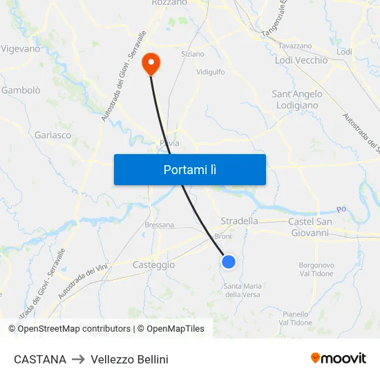 CASTANA to Vellezzo Bellini map