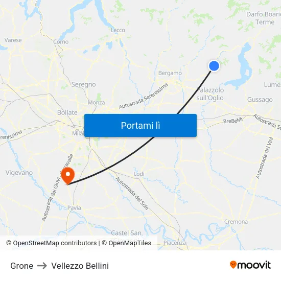 Grone to Vellezzo Bellini map