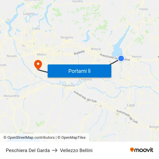 Peschiera Del Garda to Vellezzo Bellini map