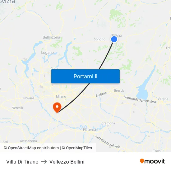 Villa Di Tirano to Vellezzo Bellini map