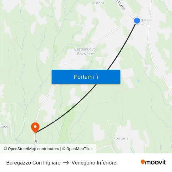 Beregazzo Con Figliaro to Venegono Inferiore map